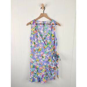 Emma & Michele Floral Wrap Romper Size Small Lavender Purple Sleeveless